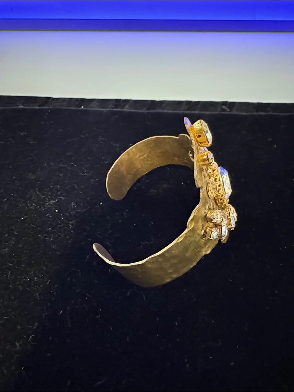 Adjustable Gold-Tone Crystal Filigree Statement Cuff Bracelet